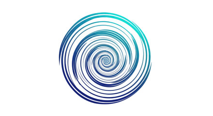 A circular, gradient blue spiral on white, creating a visual vortex