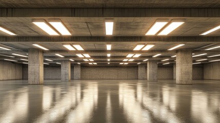 Fototapeta premium Empty Concrete Parking Garage Interior.