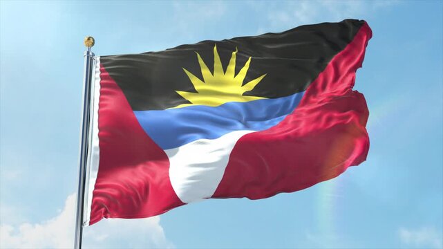4K Antigua and Barbuda flag waving in the wind - realistic Antigua and Barbuda flag animation in high resolution, perfect for Antigua and Barbuda national day, independence, travel and patriotic video