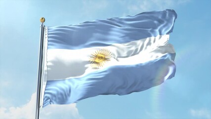 4K Argentina flag waving in the wind - realistic Argentina flag animation in high resolution, perfect for Argentina national day, independence, travel and patriotic video projects