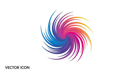 A vibrant, colorful spiral design, with hues from blue to yellow against a white backdrop