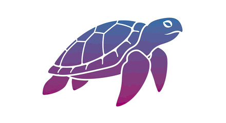 Gradient-colored sea turtle illustration on white background, shell detailed