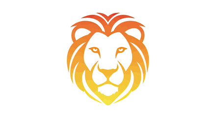 Fototapeta premium A vibrant, watercolor-style lion head in gradient orange-yellow against white