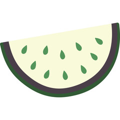 A Single Slice Of Light Yellow Watermelon With Green Seeds And A Dark Green Rind On A Transparent Background