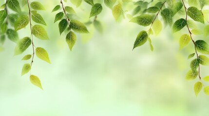 Obraz premium Fresh Green Leaves with Soft Blurred Background, Perfect for Nature Themes, Wellness, and Eco-Friendly Concepts in Photography and Design
