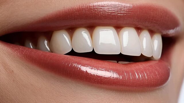 Closeup of human teeth and lips