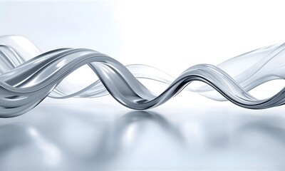 Fototapeta premium Abstract flowing liquid metal ribbon with light reflections