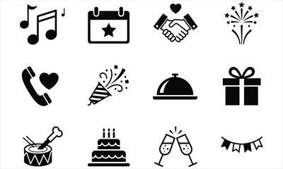 Collection of Celebration and Event Icons for Festive Designs