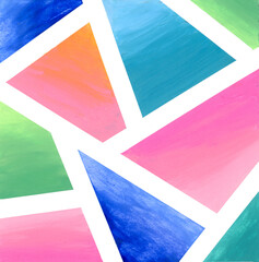 Hand-drawn of Oil Pastel, Colorful Geometric Abstract Background.