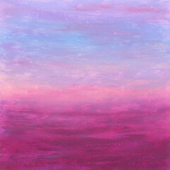 Hand-drawn of Oil Pastel, Pastel Sunset Sky Gradient Background Texture.