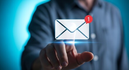 businessman holding an email sign