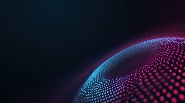 Abstract digital representation with vibrant colorful dots glowing in a circular pattern against a dark background for creative designs and technology concepts