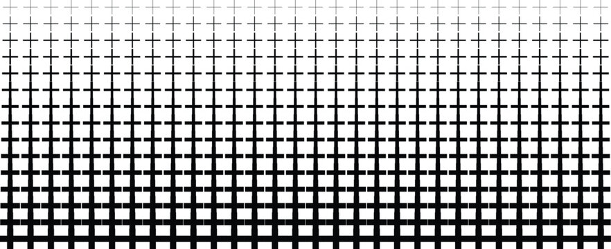 Seamless Black and White Grid Pattern Background with Vertical Fade Effect Using Fading Cross Shapes