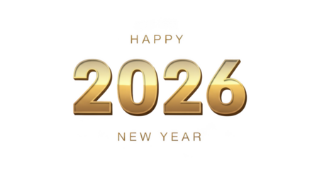 Happy 2026 new year elegant golden 3d text design for celebration banner