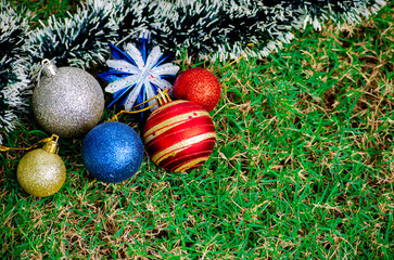 Top view of Christmas decoration. Christmas celebration concept.