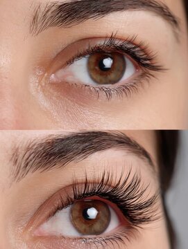 Transformation of natural eyelashes to dramatic lashes with extension application techniques