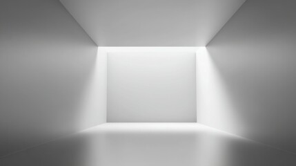 Fototapeta premium Minimalistic White Room with Ambient Light and Smooth Floor Ideal for Modern Interior Design Concepts and Artistic Showcases