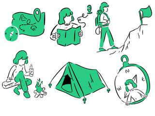Set of camping activity illustrations 