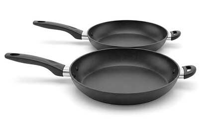 Modern NonStick Frying Pans Set Isolated on White Background  Kitchen Utensils.