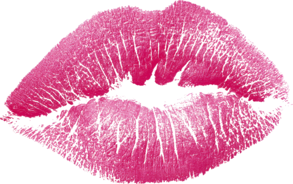Pink lipstick kiss print, sensual makeup, romantic and bold, isolated on transparency background
