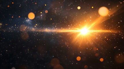 Abstract Golden Glow with Sparkling Dust and Bokeh