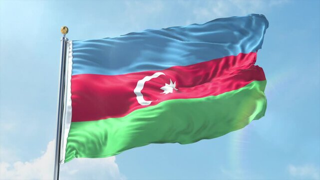 4K Azerbaijan flag waving in the wind - realistic Azerbaijan flag animation in high resolution, perfect for Azerbaijan national day, independence, travel and patriotic video projects