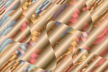 pastel holographic liquid abstract background with soft gold tones. wavy layered shapes create depth. delicate grainy texture noise