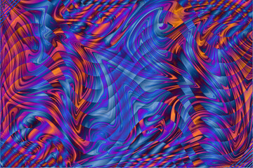 dark psychedelic liquid swirls with vibrant orange, blue, purple colors and a wavy geometric grainy overlay. fineart texture.