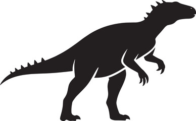 Fototapeta premium Black silhouette of a standing theropod dinosaur with a long tail and spiky crest on its head