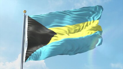 4K Bahamas flag waving in the wind - realistic Bahamas flag animation in high resolution, perfect for Bahamas national day, independence, travel and patriotic video projects