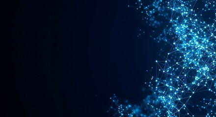 Abstract glowing blue network of lights on a dark background