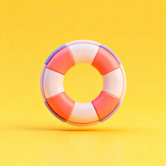 Obraz premium Colorful life preserver on yellow background