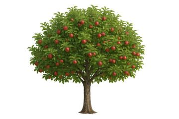 Naklejka premium Apple tree full of red fruit, green leaves, natural harvest, agriculture growing organic food isolated