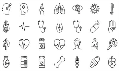 Medical Outline Icons Collection Healthcare and Medicine Vector Set