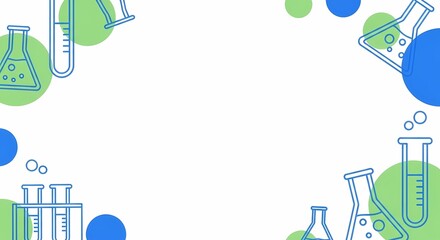 Science Lab Equipment Background Illustration with Erlenmeyer Flasks and Test Tubes