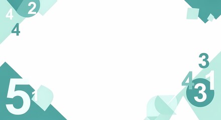 Modern abstract background with a composition of teal numbers and geometric forms, perfect for digital design
