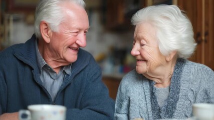 Loving senior couple gazing at each other with affection and tenderness - Powered by Adobe