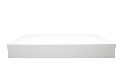 Empty white rectangular podium, top table mockup, modern pedestal and platform, concrete flooring stand stage, empty stages and podium stair 3d template for product presentation, cement shelf