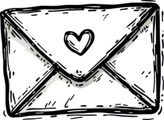 Envelope heart hand drawn sketch romantic love greeting card