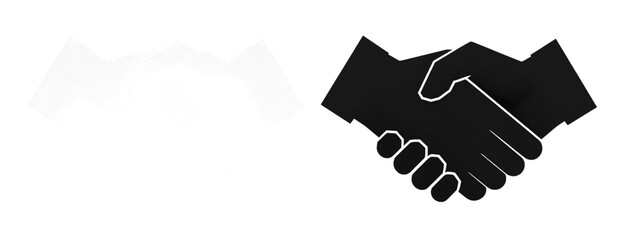 Handshake icon set, friendly deal symbol, partnership symbol, business agreement handshake sign, isolated on transparent background