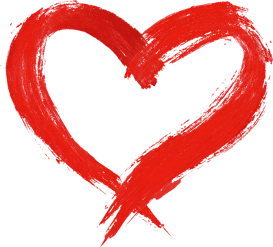 Red heart, brushstroke, abstract, love, passion, isolated on transparent background