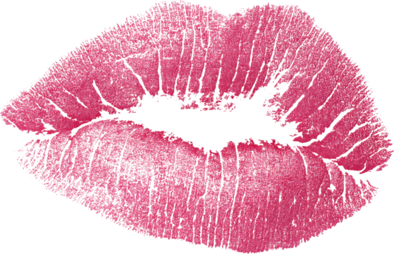 Pink lipstick kiss mark, romantic, feminine, beauty, makeup, isolated on transparency background