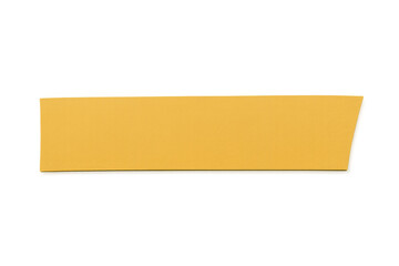 Blank yellow banner strip template with angled end for notes, labels, or web design elements on transparent background
