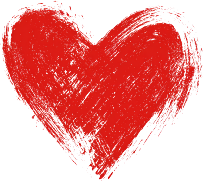 Red heart, brush stroke, abstract, love, passion, isolated on transparency background