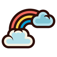 Obraz premium clouds with rainbow icon illustration