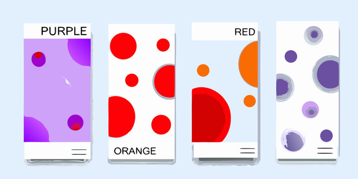 Abstract colorful circles and blobs on white backgrounds with color labels