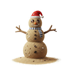 Sand snowman isolated on transparent or white background, png