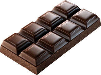 Obraz premium Dark chocolate bar, sweet dessert, isolated, glossy surface, rich cocoa, indulgent treat