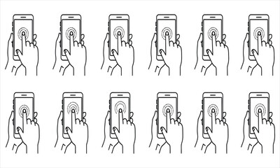 Phone Touch Gestures Icon Set Collection of Illustrations for Digital Interface Design