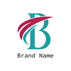 Modern teal letter b logo with red swoosh accent